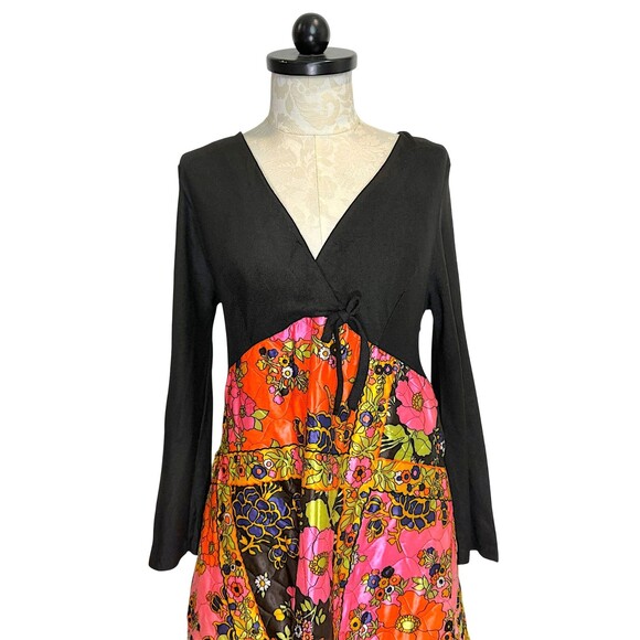 Vintage Boho Quilted Long Sleeve Maxi Dress ILGWU - Picture 2 of 16